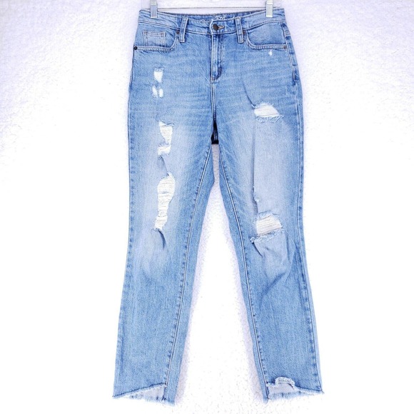 Universal Thread Denim - Universal Thread Destroyed Straight Raw Hem Jeans Women Size 4/27R High Rise